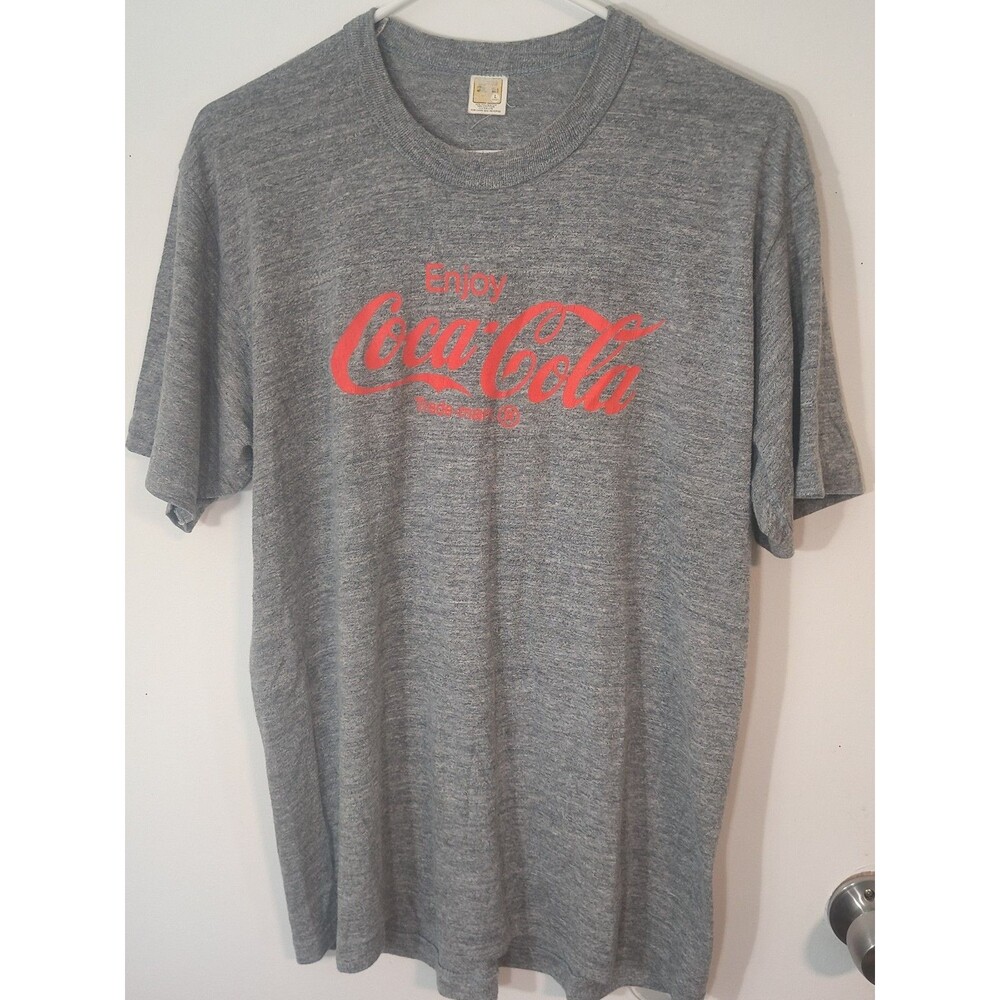 Vintage Coka Cola Grey Single Stitch T Shirt Made In Usa 70s Size Large